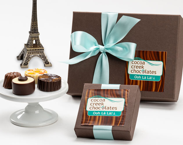 Champagne Truffle, Noisette Crème Truffle, Pêche Melba Truffle,  Profiterole Truffle